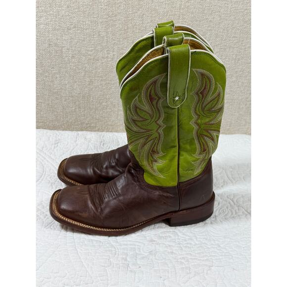 Tony Lama Men’s 8B Green Brown TL3031 Leather Western Cowboy Boots Handmade - Picture 10 of 11